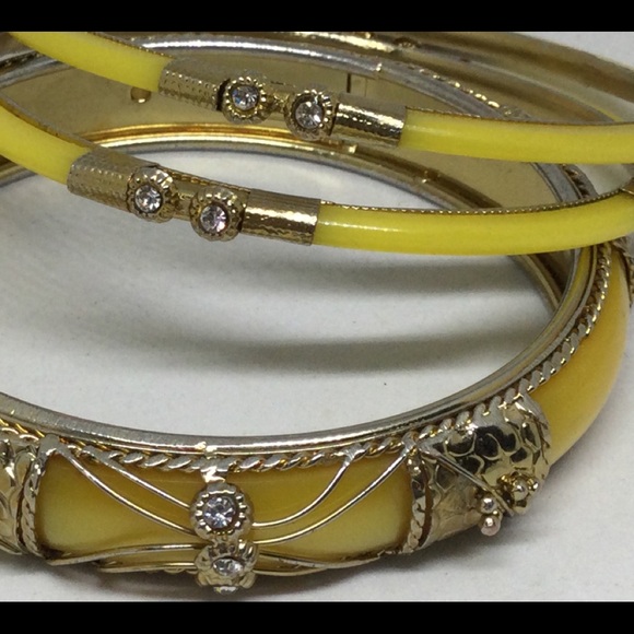 Vintage Indian Wedding Bangle Bracelets Rhinestones Gold Tone Framed Lot - Picture 4 of 11